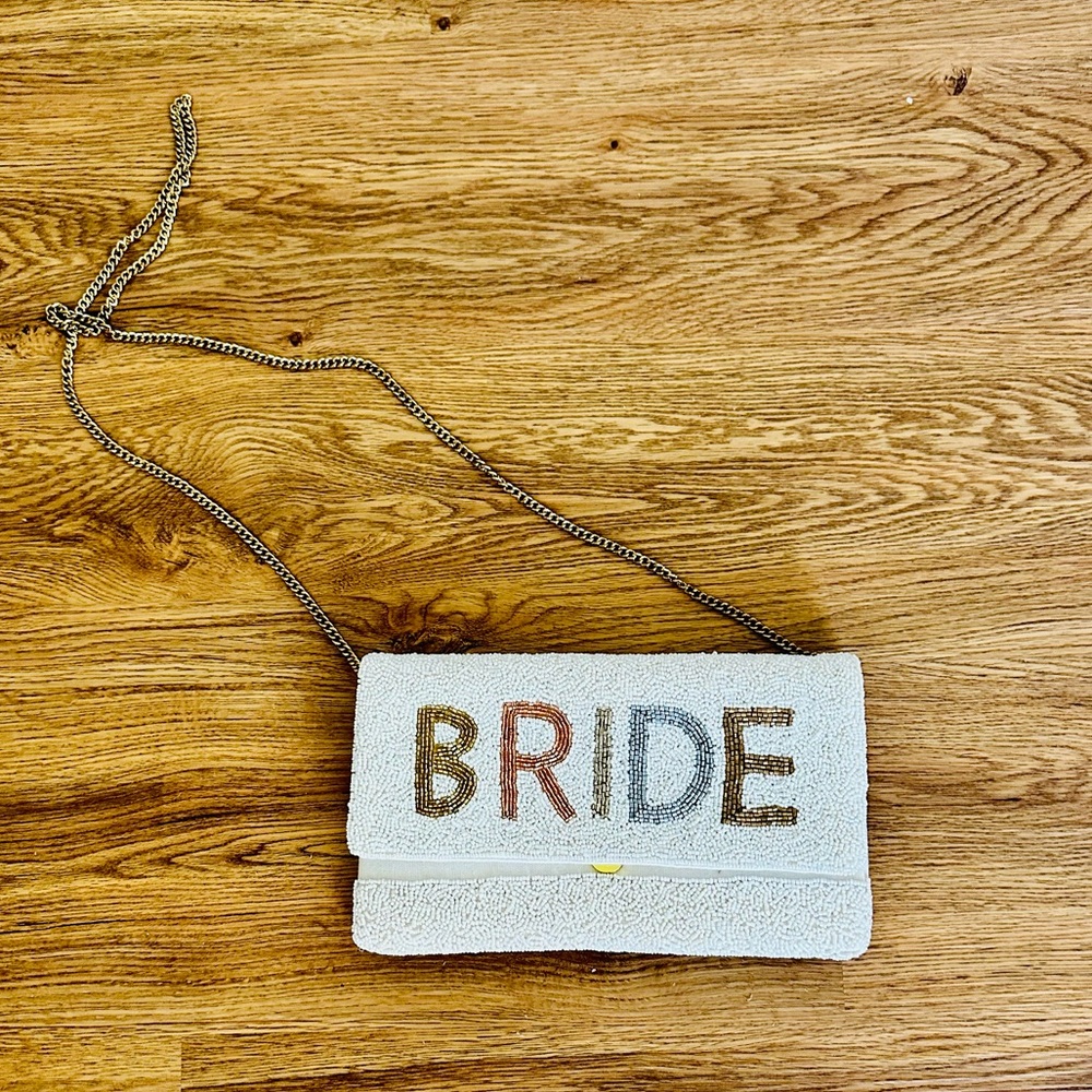 White and colorful Bride purse